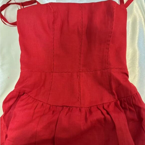 Reformation Katarin Linen Dress in Lipstick *NEW* - Picture 4 of 6